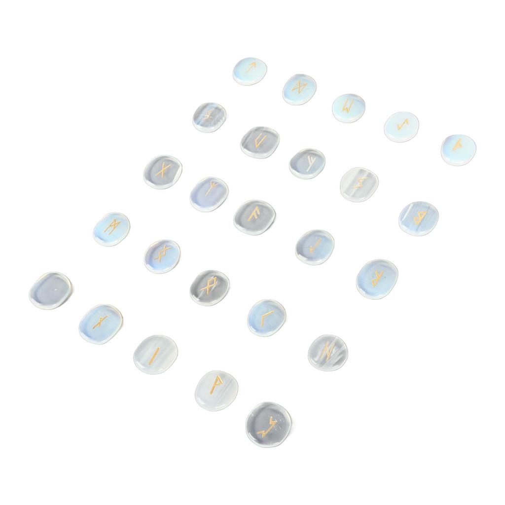 25 Pcs Natural Rune Stones Set Exquisite Runes Carving Meditation Stones Set for Prayer Divination