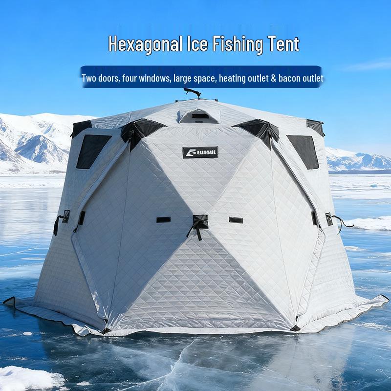 Hexagonal Winter Ice Fishing Tent - Cotton, Thickened, Warm, No-Assembly Needed