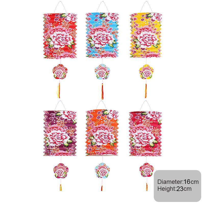 10/12pc Traditional Mid-autumn Festival Hanging Paper Lantern Folding Organ Design Chinese Style Festival Decor Portable Lantern