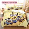 Minions Pattern Bedding Quilt Set  Home Decoration  Gift (1 * Duvet Cover + 2 * Pillowcase  Without Core)