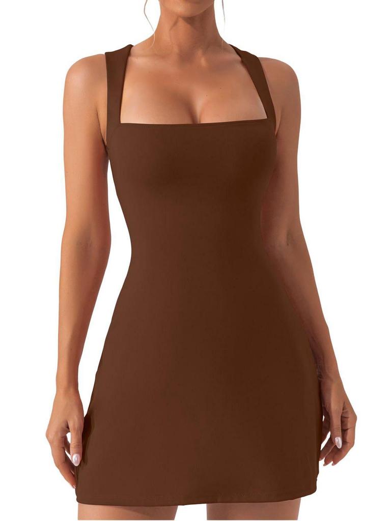 Strappy Solid Color Tight Dress