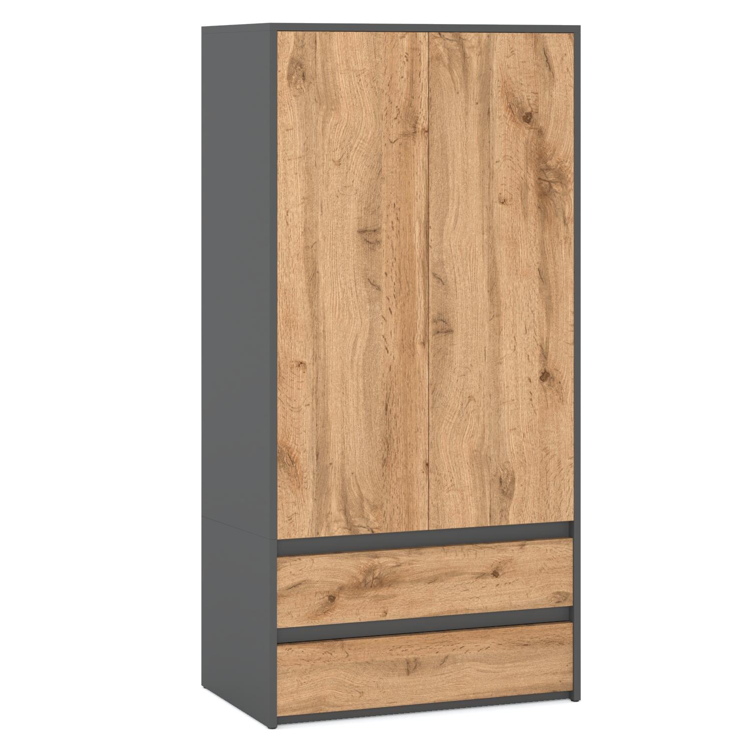 Grote Jongerenkledingkast Grijs Wotan Lades 4 Planken 1 Kledingroede 90cm