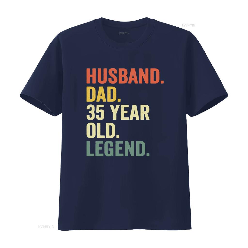 Retro Vintage Unisexs 35th Birthday Husband Dad 35 Year Old Legend Print Casual T Shirt Vintage Breathable Versatile