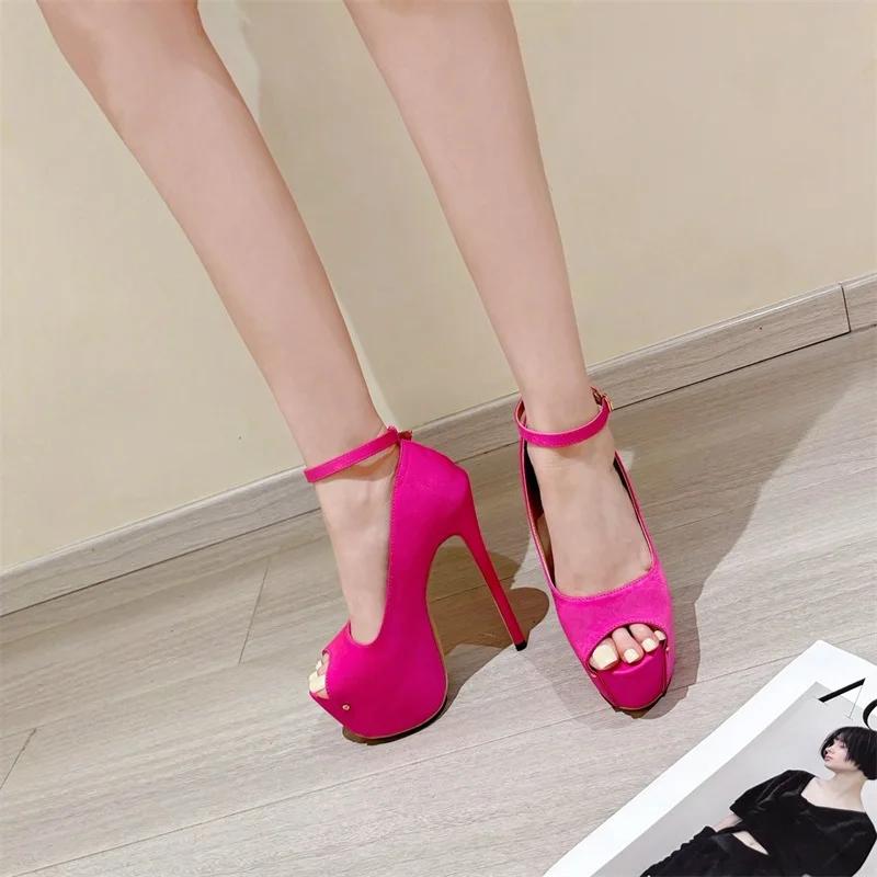Fashion Eilyken Street Style Platform Buckle Strap Women Pumps Elegant Open Toe Stiletto High Heels Banquet Stripper Female Shoes