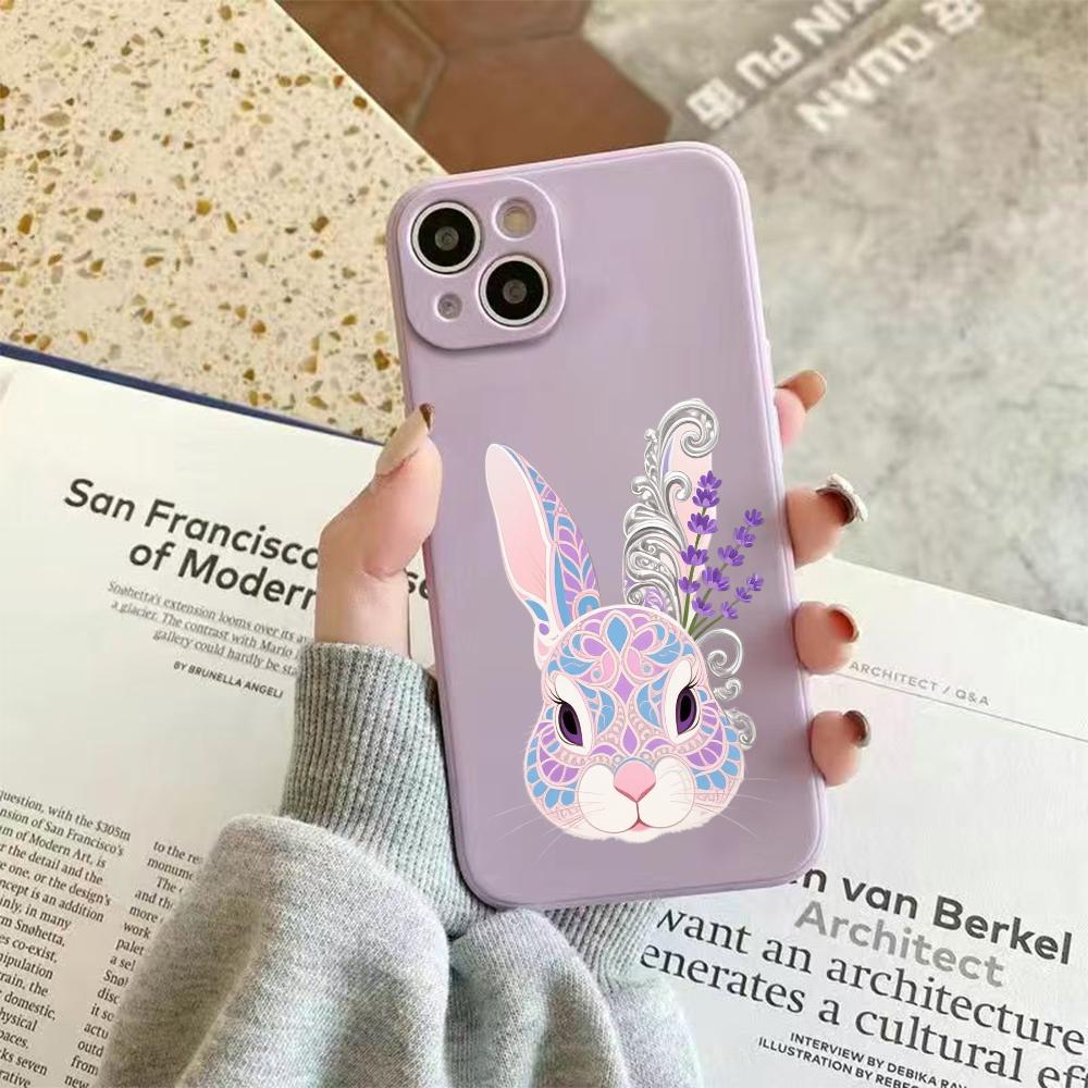 Adorned Pink Bunny Art Phone Case For Xiaomi Redmi Note 14 13 12 11 10 9 8 7 Pro Plus Protective TPU Soft Cover