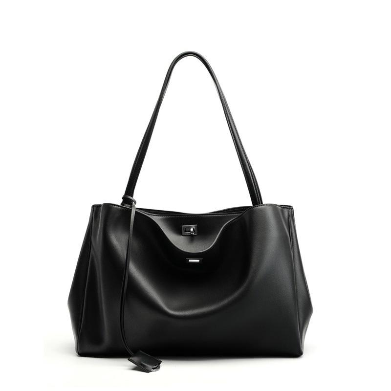 Large Bag, Genuine Leather Shoulder Bag, Underarm First Layer Cowhide, Large Capacity Women's High-end Tote Bag.