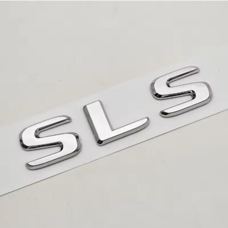 For Mercedes Benz 3D ABS Car Letters Logo SLS Badge Rear Trunk Emblem Decals For Mercedes Benz SLS C197 R197 Tail Marking Accessories