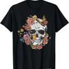 Flower Skull T-Shirt Sugar Roses for Women Girls Halloween T-Shirt
