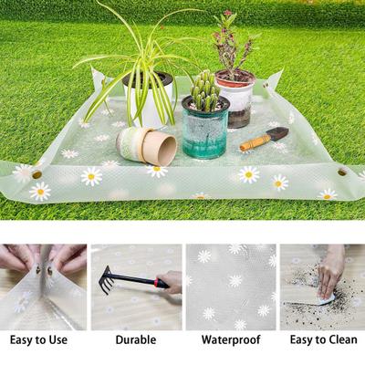 Transparent Repotting Mat Flower Print To Foldable Clean Reusable Waterproof Easy Plant Potting Repotting