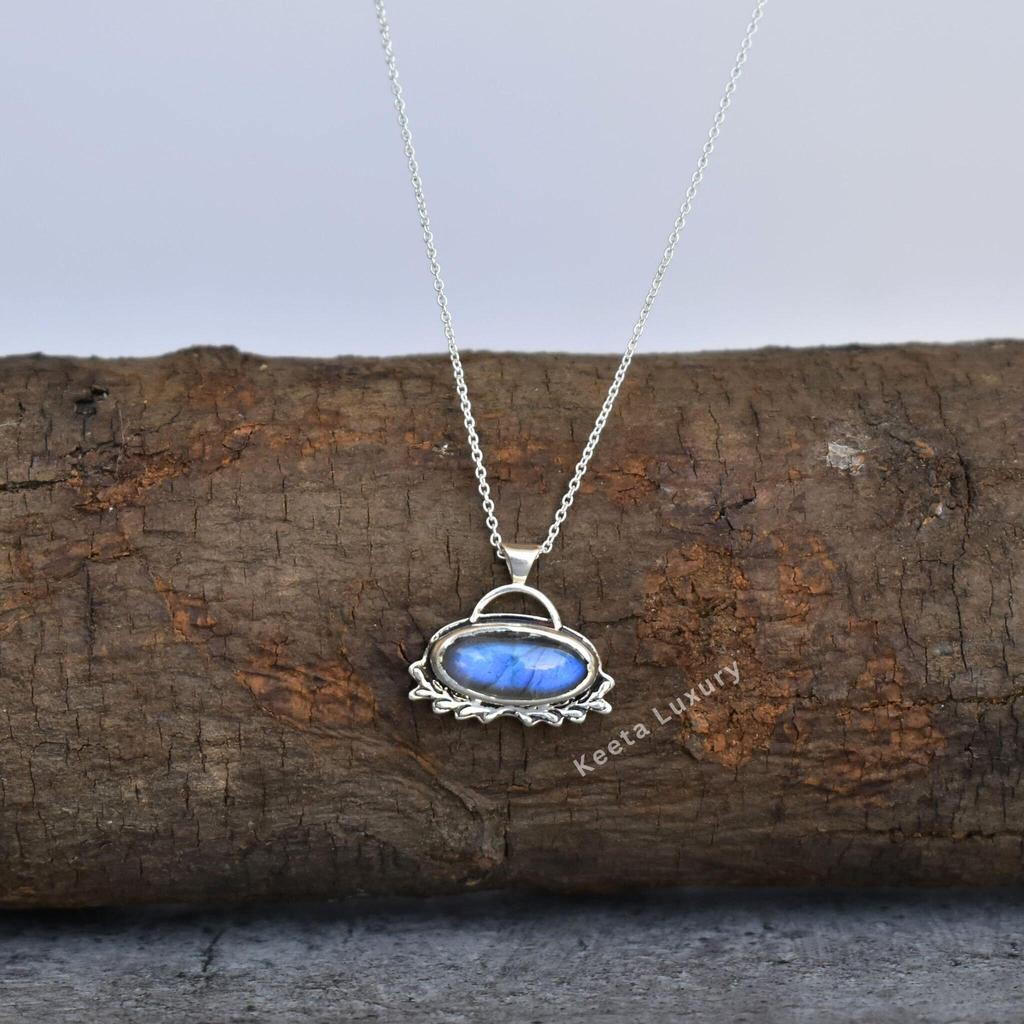 Genuine Labradorite Necklace, Sterling Silver Labradorite Necklace, Crystal Necklace for New Beginning, Boho Necklace, Bridesmaid Necklace