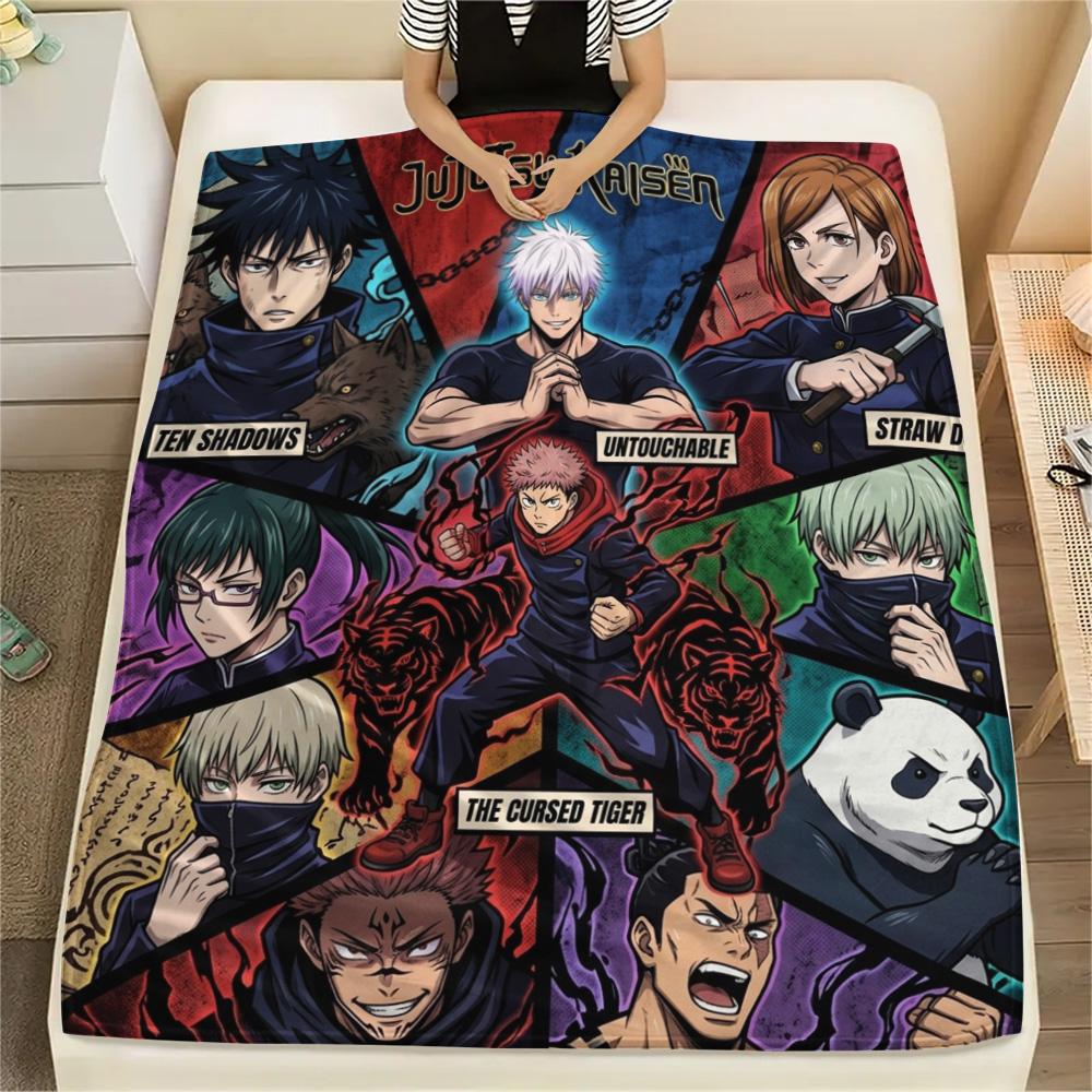 1PC Jujutsu Kaisen Patterned Flannel Blanket Suitable For All Seasons For Home Decor Warmth And Comfort Gifts Holiday Present