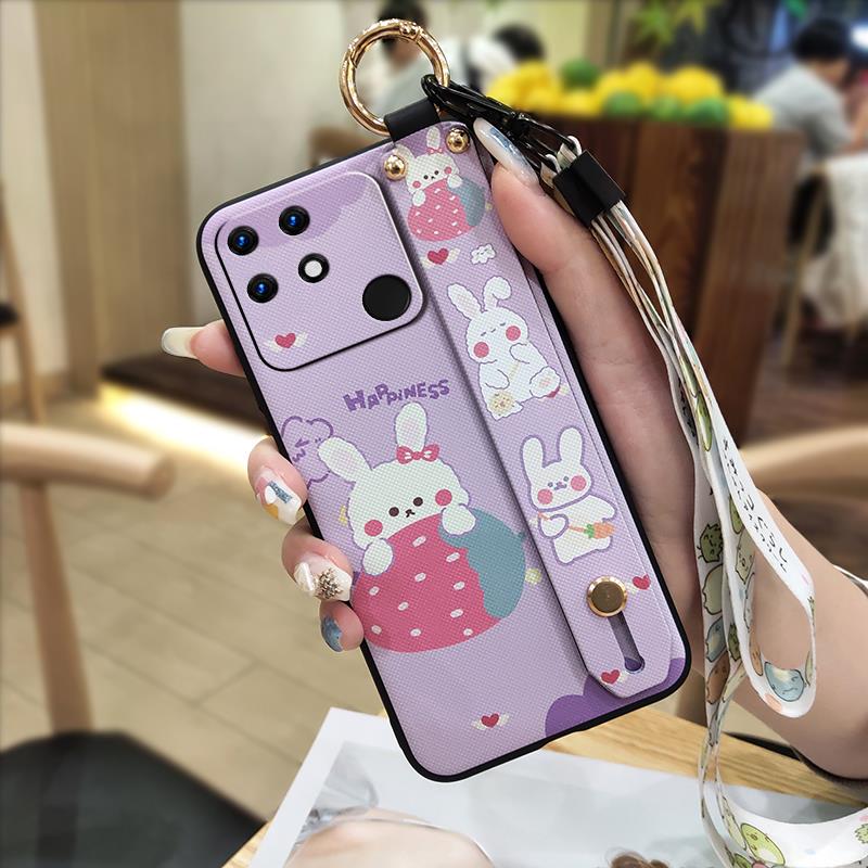 Cute Lanyard Phone Case For OPPO Realme Narzo 50A Shockproof Anti-dust Phone Holder Protective Dirt-resistant Back Cover