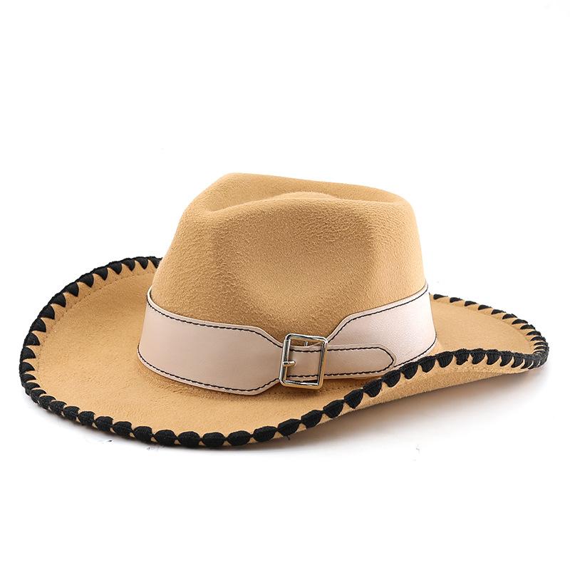 Popular European and American classic retro western cowboy hats, men's and women's fashion high-end peach heart top hats