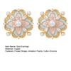 1 Pair Stud Earrings Imitation Pearl Cubic Zirconia Stone Inlaid Flower Shape French Style Blue Enamel Ear Studs Jewelry Gift