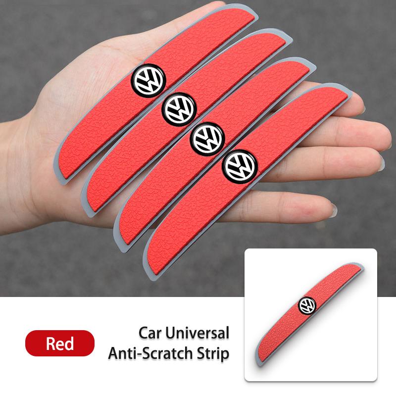 Valve Stems Caps 4PCS Car Mirror Sticker Door Side Anti Collision Strip Decals For Volkswagen VW Scirocco Passat Polo B5 B6 B7 C Ae8