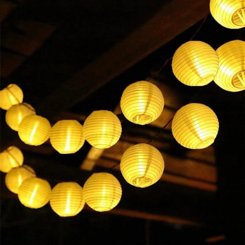 Lanterne 5W Catena Luminosa Solare a LED per Esterno Giardino Recinzione Ghirlanda di Luci Fata per Natale Matrimonio Festa Patio