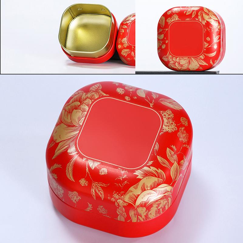 1Pieces Tea Sealed Box Kitchen Storage Container Jar Tin Square Can Candy Canister Vintage Flower Tea Box Outdoor Tableware