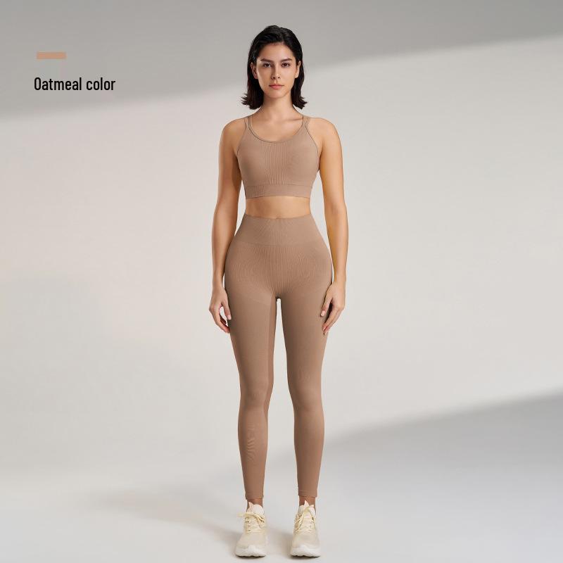 

Женский осенне-зимний быстросохнущий комплект для йоги и фитнеса: Эластичный утягивающий бюстгальтер и леггинсы до девяти точек Medium