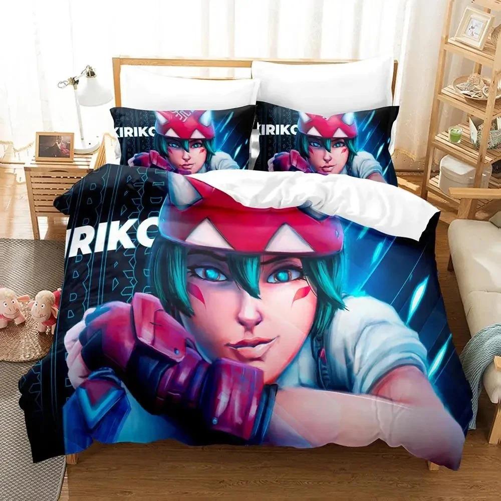 3D Print Kiriko Heads Overwatch 2 Bedding Set Duvet Cover Bed Set Quilt Cover Pillowcase Comforter king Queen Size Boys Adult