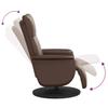 Folding Armchair With Footrest, Brown, Faux Leather