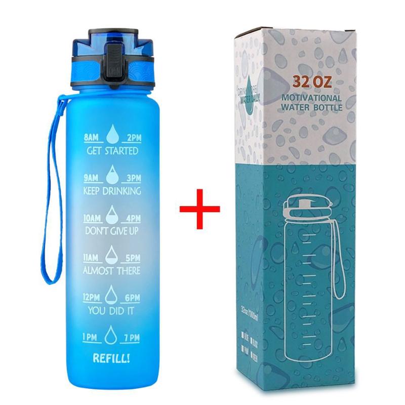 1L/500mL Plastic Kettle Tritan Material Matte Gradient Bounce Sports Water Bottle Space Cup Travel Cup