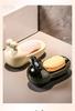 Creative Snail Ceramic Soap Dish with Water Filter for Bathroom