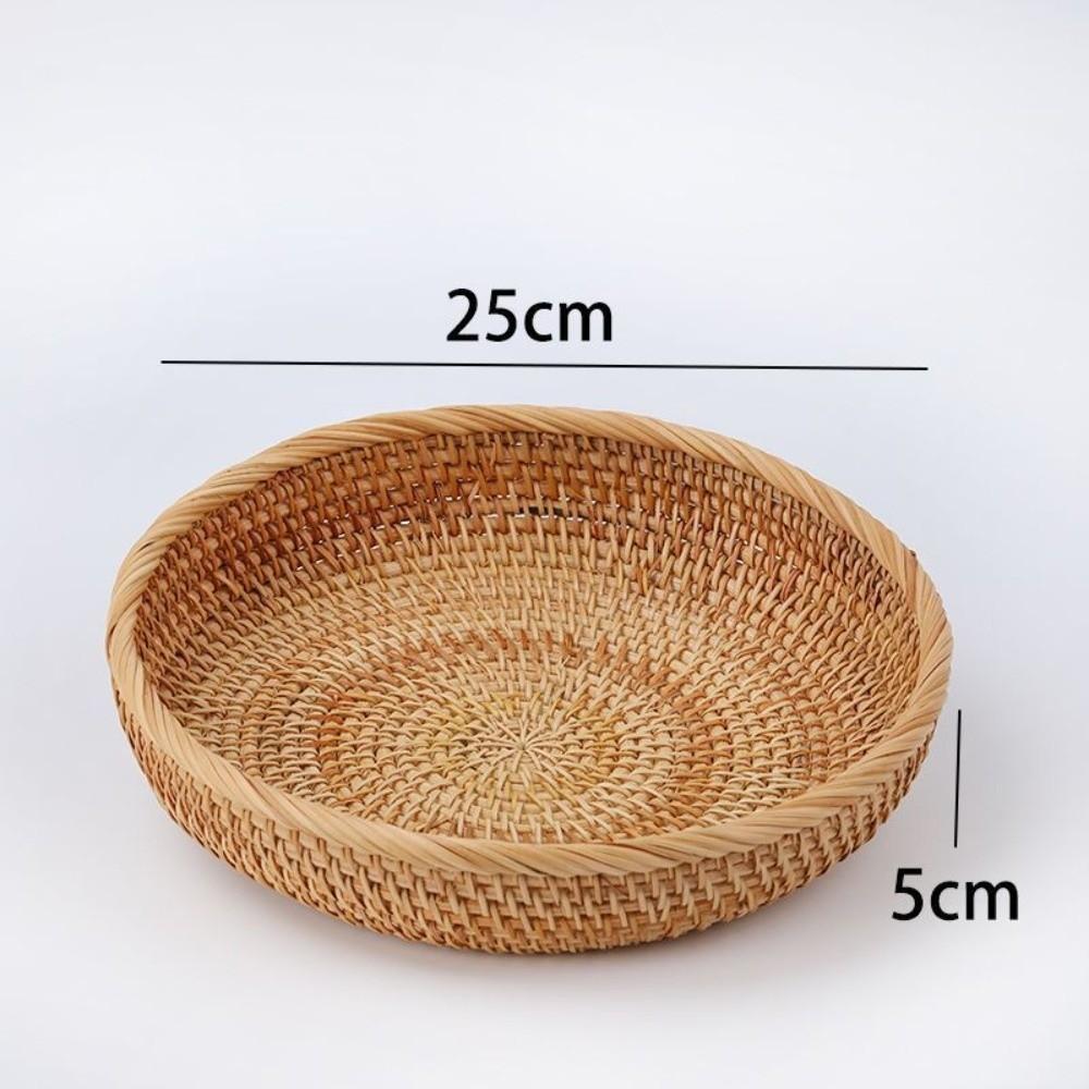 Multipurpose Rattan Storage Tray Round Wicker Basket Handwoven Storage Basket  Snack Presentation