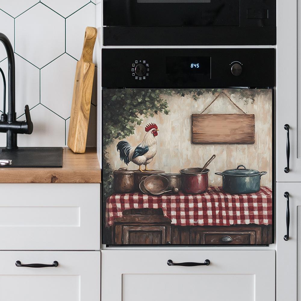 Rustic Rooster Kitchen Dining Cabinet Home Background Beautification Decorative Stickers