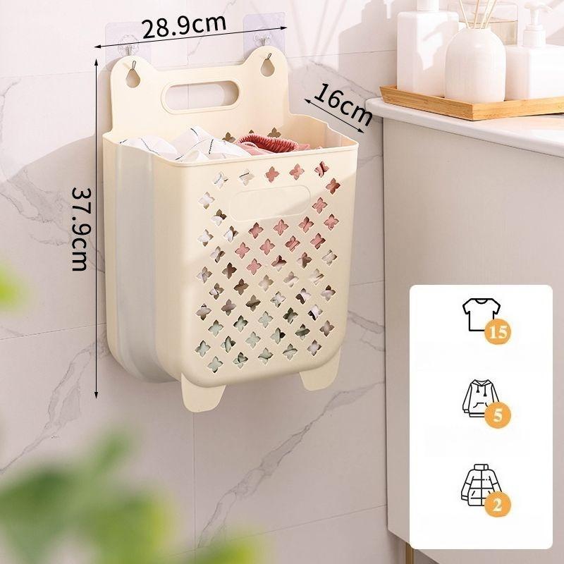 Foldable, Hollow, Breathable, Wall-mountable, No-drill Household Laundry Basket