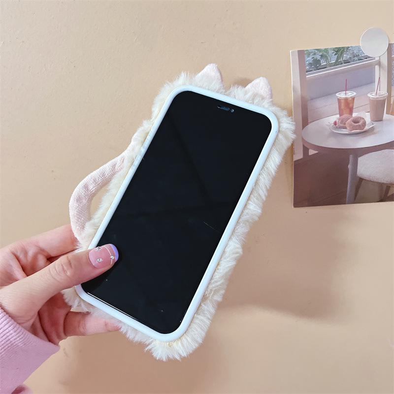 Cozy Cartoon Cat Silicone Phone Case for Apple 12, 13, 14 Pro Max - Autumn/Winter Collection for Girls