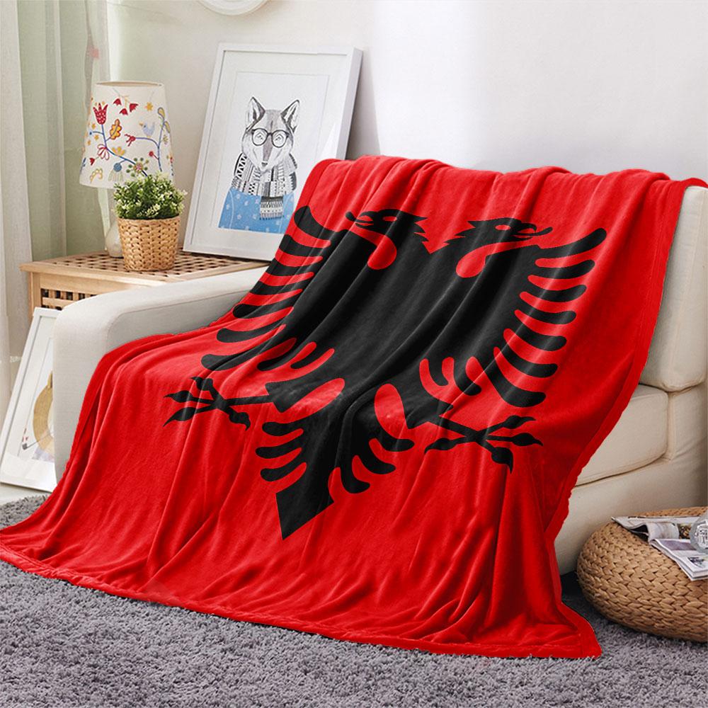 1PC Republic of Albania Patterned Flannel Blanket Suitable For All Seasons for Home Decor Warmth and Comfort Gifts Holiday Present