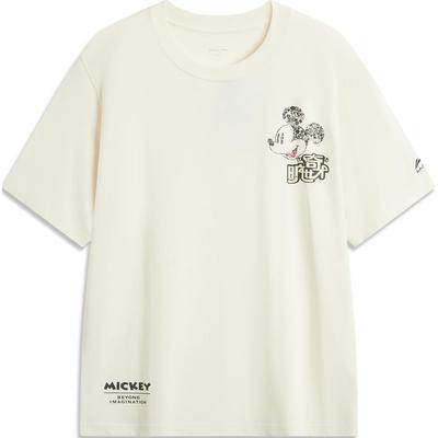 Li Ning X Disney Mickey Collaboration Series Soft Comfortable Breathable Logo Embroidered Round Neck Loose Short Sleeve T-Shirt Men Tops AHSUA75-1