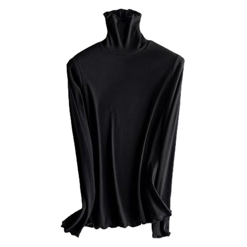 Long Sleeve Female Cold Basic Warm Shirt Bottom Shirt Large Size Heating Clothes In The Fall In The High Neck Inner Wear Padded Threaded T-shirt Tops