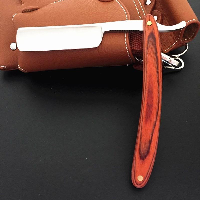 Vintage Old Style Holzgriff Straight Edge Stahl Barber Razor Folding Rasiermesser Haarentfernungswerkzeuge