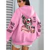 Felpa con cappuccio casual larga da donna, top stampato street fashion