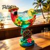 Exquisite Craft Ornaments for Living Room 3D Tropical Ocean Theme Glass Cup, Resin Art Parrot And Personalized Holiday Presents Turtle Design,