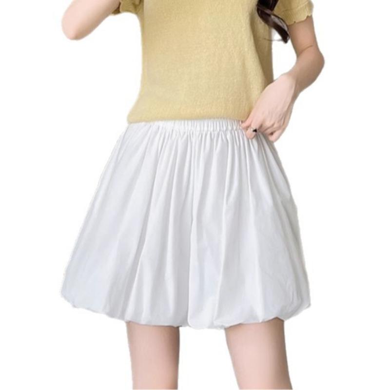 White puffy bud shorts women's summer new high-waisted and thin design ballet skirt pants