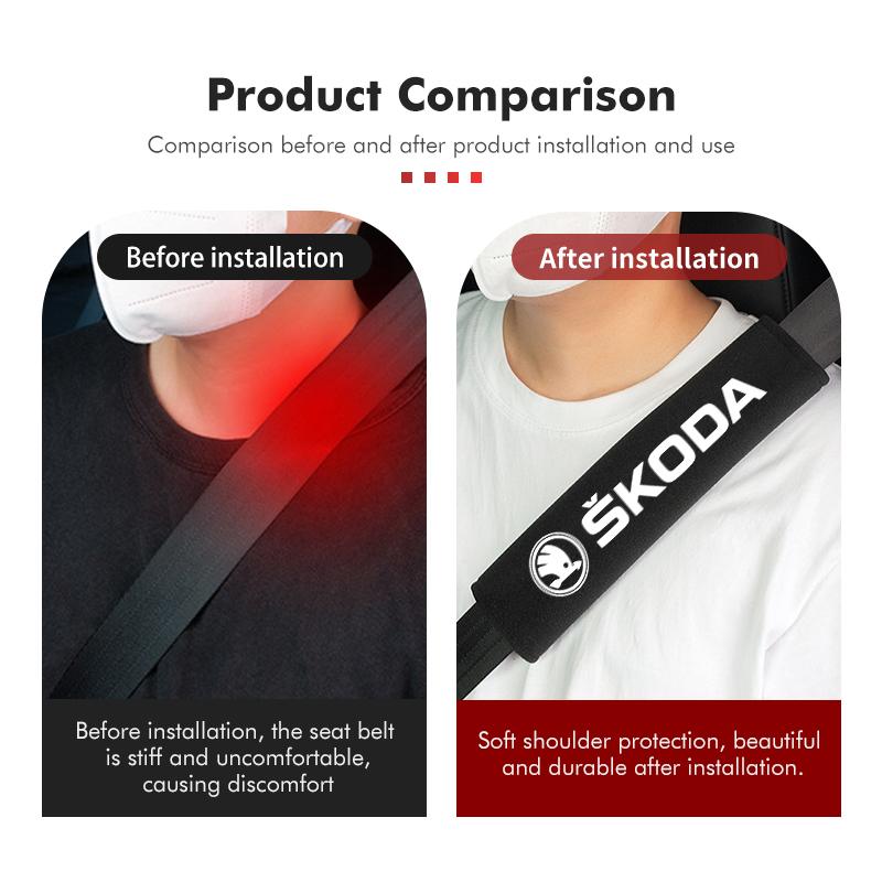 cqmes7 Car Seat Belt Shoulder Protector Cover Safety Belt Padding Pad Mat For Skoda VRS Octavia 1 2 3 Rapid Kodiaq Karoq Fabia Kamiq