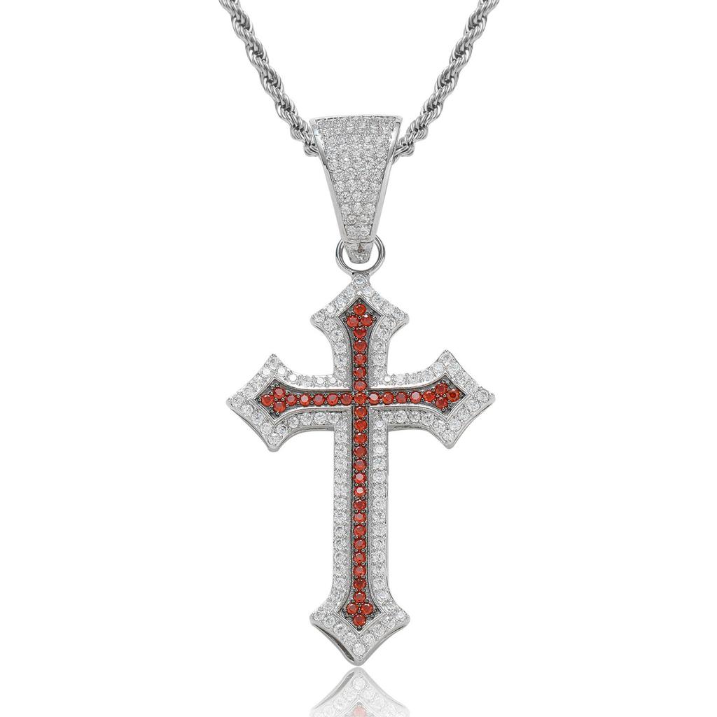 Fashion Men Women Hip Hop Cross Necklace Iced CZ Inlaid Bling Chain Trendy Daily Party Statement Pendant Jewelry