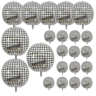 22 ks Disco Balloon Disco fóliový balónik opakovane použiteľný 360° okrúhly kovový
