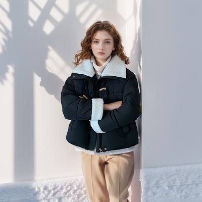 YJKDYK 2024 Winter New Women's Padded Jacket Female Woole Collar Lapel Casual Short Cotton Jacket Women's Contrast Coats
