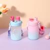 600ML Gradient Plastic Water Bottles Portable Large Capacity Women Straw Cup Double Drinking Sport Water Pot For Students Girls