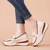 Women Slip on Platform Loafers Casual Leather Business Office Shoes Thick Sole Height Increase Shake Shoes Large Size
