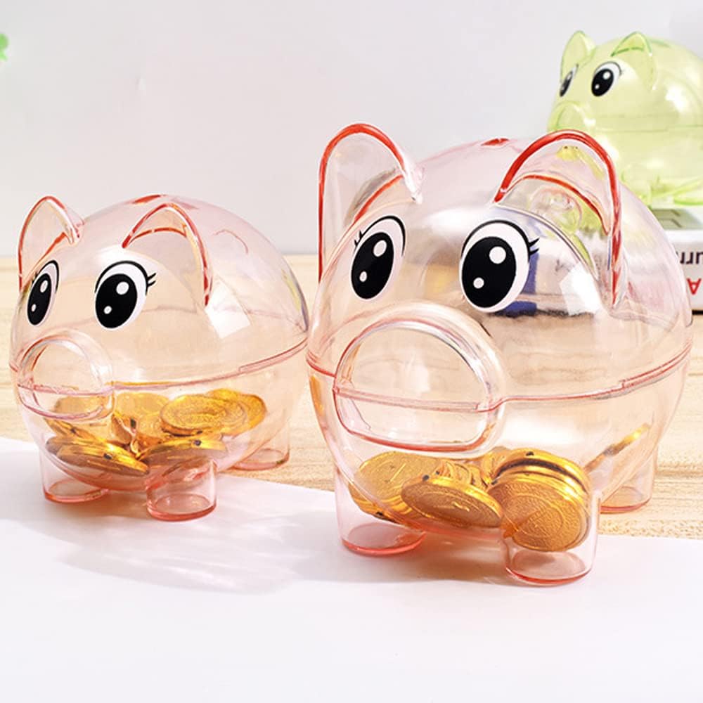Piggy Bank, Plastic Money Bank, Transparent Money Jar, Coin Bank for Girls and Boys, Gifts for Birthday, Easter, Christmas, Baby Shower