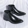 Stivali da uomo taglie forti stile coreano a metà polpaccio: Stivali Martin Formali in Pelle Autunno/Inverno a Punta, con Zip Laterale, Slip-On, Alti.