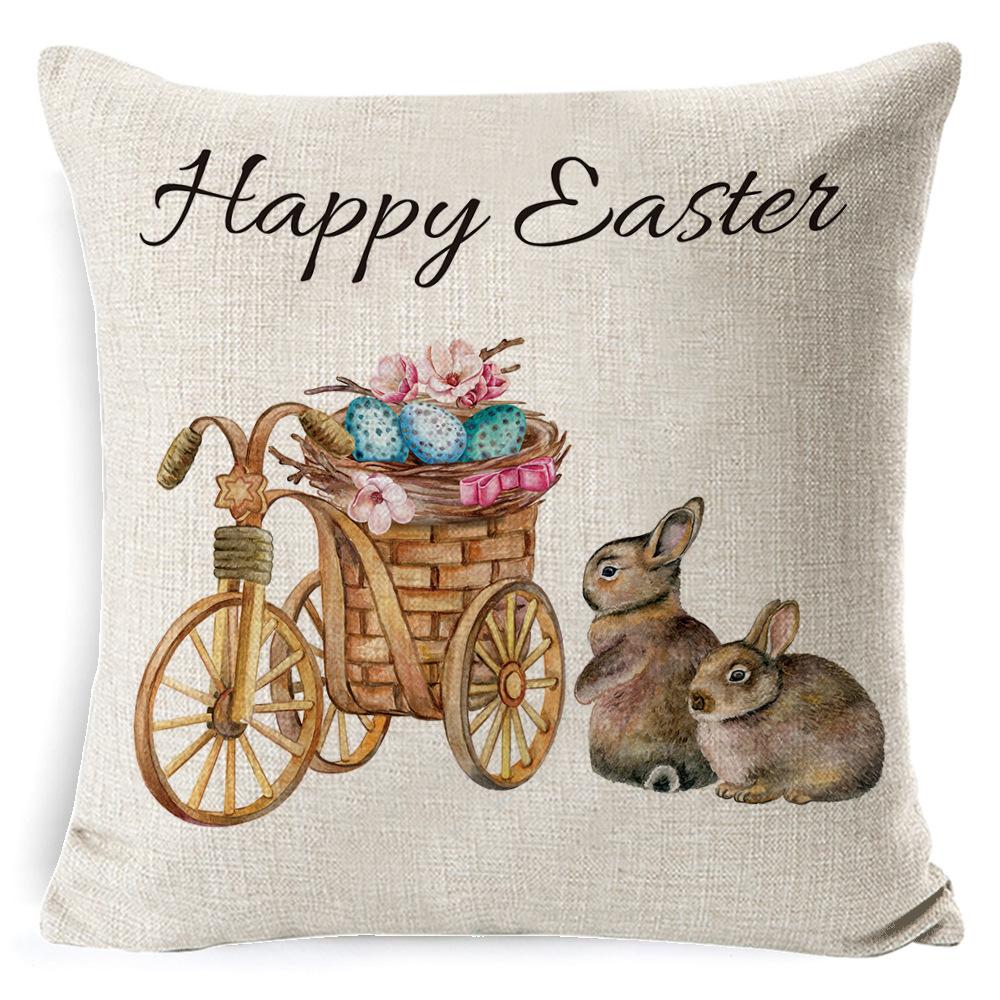New Digital Printing Easter Theme Pillow Cover Cushion Cover Cute Bunny Truck Animal Pillow Cover