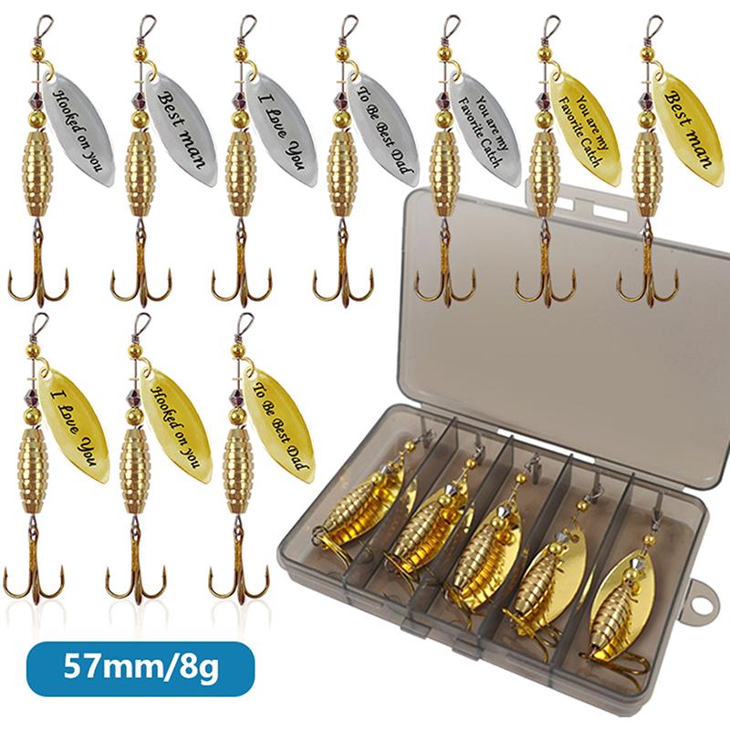 5/10 Buc/Cutie Momeli Spinner Paiete cu Ancore Triplă Lingură Metalică Momeală Tare pentru Pescuit Cu Cutie pentru Articole de Pescuit Cadou de Ziua Tatălui