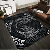 Black Carpet with Abstract Spiral Pattern and White Accents Design Suitable for Use As an Anti-slip for Living Room Bedroom Sofas