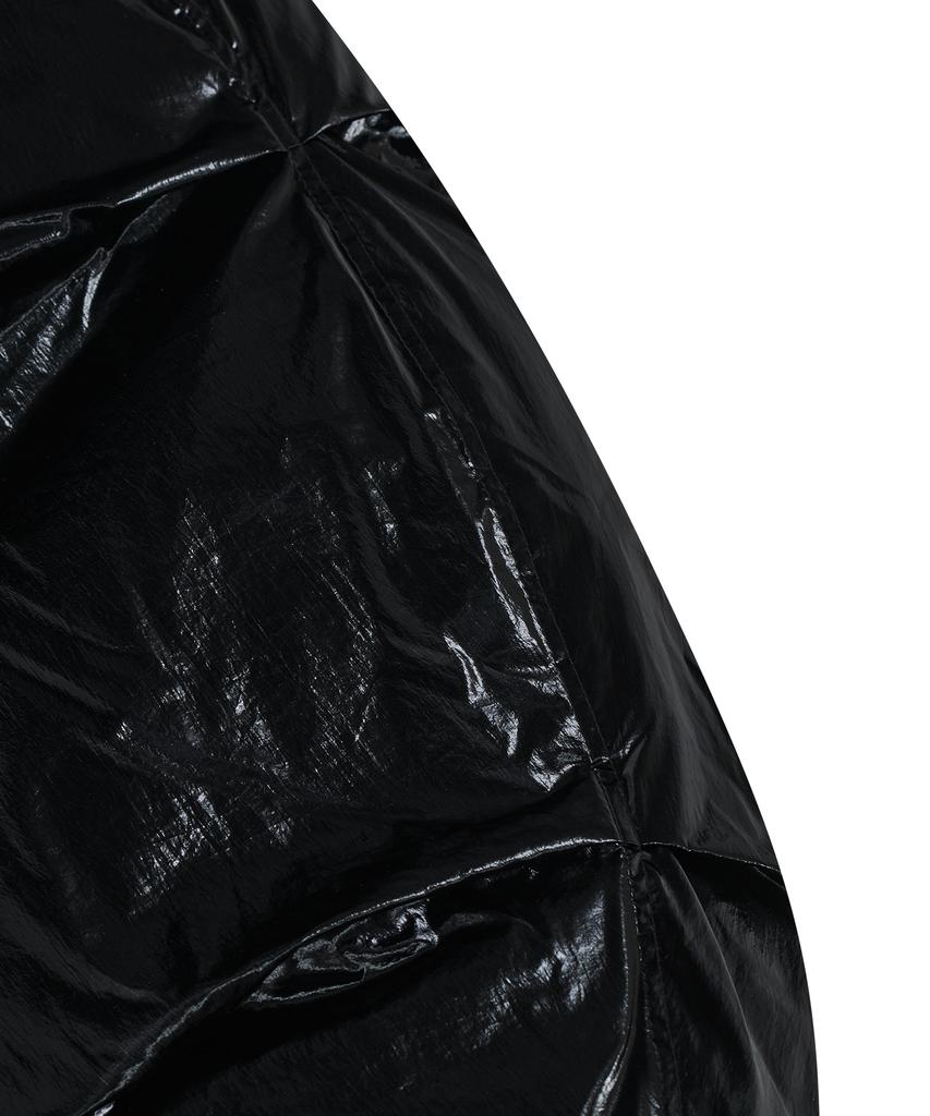 Ironyporno Whiteline 86-Iro340 Essential Balloon Glossy Collar Short Padded Jacket Black