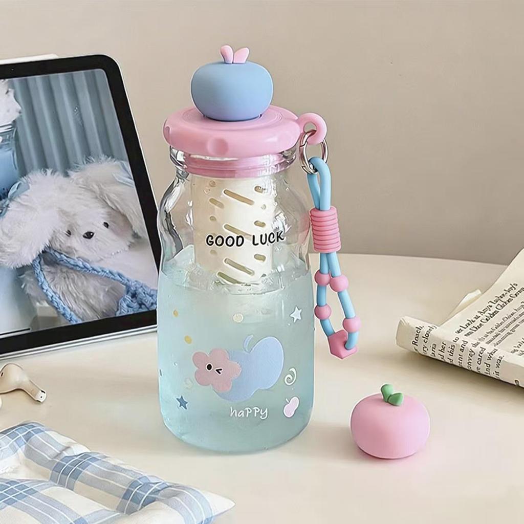 Portable Large Capacity Straw Cup for Girls - Floral Design